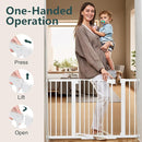 Cumbor 2 Pack 29.7"-48" Baby Gate for Stairs, Mom's Choice Awards Winner-Dog Gate for Doorways, Pressure Mounted Auto-Close Pet Gates for Dogs Indoor, Safety Child Gate with Easy Walk Thru Door,White by TinyTreasures Baby Boutique