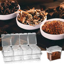 4-Cell Clear Seasoning Rack Spice Box, Storage Container Condiment Jars Acrylic Seasoning Box with Cover and Spoon (Basic Clear) by CozyNest Decor