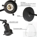 PERMO Industrial Vintage Sconces Slope Pole Single Sconce with 6.7" Oval Dome Clear Glass Shade Matte Black Wall Sconce Wall Mount Light Fixture for Bathroom Bedroom Entryway Home Office Kitchen by CozyNest Decor