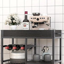Bar Cart with Basket 3 Tiers Home Rolling Wine Rack with Wheels Mobile Kitchen Industrial Vintage Style Wood Metal Serving Trolley Serving Cart,Black Frame Home Kitchen Shelf for Party by CozyNest Decor
