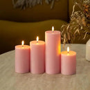 LUSHABOR Flameless Candles, 4 Pack Battery Operated Candles with Remote, Real Wax LED Fake Candles with Timer Flickering for Christmas Wedding Home Party D3 H 5" 6" 7" 9" Pink by CozyNest Decor