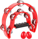 EastRock Double Row Tambourine,Metal Jingles Hand Held Percussion-Half Moon Tambourine for Kids, Adults, KTV, Party (Red) by TinyTreasures Baby Boutique
