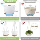 Self Watering Hanging Planters 10 inch, 2 Pack Hanging Baskets for Indoor Outdoor Plants, Hanging Flower Pots with Drainage Holes & 2 Kinds of Plant Hangers for Garden Home Décor, White Brown by GreenHaven Gardens