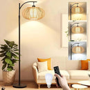 Arc Floor Lamps for Living Room Bedroom Rattan Boho Floor Lamp with Remote Control,Dimmable Led Standing Lamp Wicker Lamp Shade Rustic Tall Floor Lamp Modern Flower Lamp for Bedroom Corner by CozyNest Decor