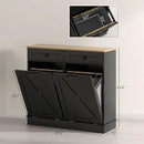 HOMCOM Tilt Out Laundry Hamper Cabinet with 2 Removable Baskets, Freestanding Bathroom Storage Cabinet with 2 Drawers, Trash Can Cabinet for Living Room, Laundry Room, Black by CozyNest Decor