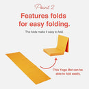 Folding Yoga Travel Pilates Mat Foldable Easy to Carry to Class Beach Park Tear resistant Travel Picnics 4mm Thick 9 Colors by TinyTreasures Baby Boutique