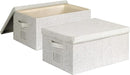 Large 17''x12'' Quart Collapsible Stackable Storage Bins with Lids, 2 Packs Off White Fabric Closet Boxes with Lids, Storage Cube Baskets Container Organizers for Bedroom Office(17''x12.2x''8'') by TinyTreasures Baby Boutique