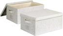 Large 17''x12'' Quart Collapsible Stackable Storage Bins with Lids, 2 Packs Off White Fabric Closet Boxes with Lids, Storage Cube Baskets Container Organizers for Bedroom Office(17''x12.2x''8'') by CozyNest Decor