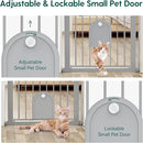 Babelio Auto Close Baby Gate with Small Cat Door, 29-43" Metal Cat Gate for Doorway, Stairs, House, Easy Walk Thru Dog Gate with pet Door, Includes 4 Wall Cups and 3 Extension Pieces, Gray by TinyTreasures Baby Boutique