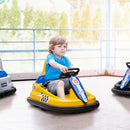 Aosom Toddler Bumper Car, 360° Rotation 6V Kids Electric Ride on Bumper Car with EVA Bumper Edges, Twins Motor, Songs, Horn, LED Lights, Safety Belt for 18-48 Months, Yellow by TinyTreasures Baby Boutique