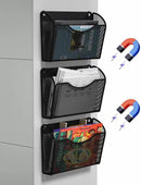 3 Pack 1-Tier Magnetic File Holder - No Drilling Installation File Organizer, Large Capacity Magnetic File Holder for Refrigerator, File Cabinets, Whiteboard, Office, Kitchen by CozyNest Decor