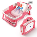 Baby Bathtub,Collapsible Baby Bath Tub with Thermometer & Soft Floating Cushion,Portable Travel Baby Bathtubs for Newborns to Toddlers 0-36 Months(Bear Pink) by TinyTreasures Baby Boutique