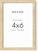 HAUS AND HUES Solid Oak 4x6 Picture Frame for Wall or Tabletop - Natural Wood Frame 4x6, Beige Photo Frame 4x6 for Walls, 4x6 Wood Picture Frame, 4 by 6 Picture Frame, 4x6 Frames for Pictures by CozyNest Decor