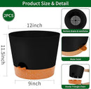 GARDIFE 12 inch Plant Pots, planters,Self Watering Pots, 2 Pack Large Plastic Flower pots with Deep Reservior and High Drainage Holes for Indoor Outdoor Plants and Flowers, Black by GreenHaven Gardens