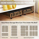 2 Pack Bamboo Under Bed Storage with Wheels, 39”x20”x7.8” Lager Under Bed Storage Containers (Brown) by CozyNest Decor