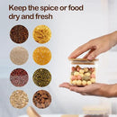 22oz Airtight Square Spice Containers with Bamboo Lid Set of 6 (650ml) Kitchen Pantry Organization Jar Stackable Spice Jar, for Sugar, Tea, Cookies and Coffee beans (‎with Black Lable) by CozyNest Decor