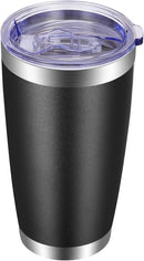 VEGOND 20oz Tumbler with Lid and Straw Stainless Steel Tumbler Cup Vacuum Insulated Double Wall Travel Coffee Mug Powder Coated Coffee Cup(Black 1 Pack) by TinyTreasures Baby Boutique