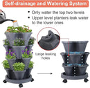 Vertical Planter 4 Tier Stackable Planters Garden Planters Strawberry Herb Flower and Vegetable Planter Indoor Outdoor Gardening Pots with Removable Wheels and Tools by GreenHaven Gardens