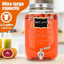 DD&HAPP Glass Drink Dispensers For Parties. 1.2 Gallon Beverage Dispenser With Stand And Stainless Steel Spigot .Lemonade Dispenser With Ice Cylinder.Mason Jars,Laundry Detergent Dispenser. by CozyNest Decor