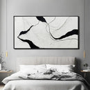 Large Framed Abstract Wall Art 29"x58" Black and White Contemporary Line Canvas Neutral Wall Decor for Modern Living Room Office Bedroom by CozyNest Decor