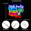 LED Read Books Be Kind Neon Signs Classroom Neon Lights Wall Decor for Reading Room, Classroom, Bookstore, Library, Museum, Study Room Gifts Art for Book Lover, Kids,Friends,family-13.4 x 12.6 IN-USB Powered-Acrylic by CozyNest Decor
