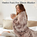 Bcareself Faux Fur Blanket Two Sided Ultra Soft Fluffy Reversible Fuzzy Throw Blanket for Women Men Double Sided Ombre Faux Luxe Faux Fur Thick Minky Blanket for Couch Bed by CozyNest Decor