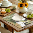 Tropical Palm Leaf Linen Placemats Set of 4 Summer Green Banana Leaves Themed Kitchen Place Mats Washable Non-Slip Heat Resistant Fabric Dining Table Placemats 12x18 Inch by CozyNest Decor