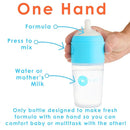 PopYum 9 oz Blue Anti-Colic Formula Making/Mixing/Dispenser Baby Bottles, 2-Pack with