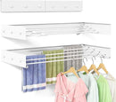 Wall Mounted Drying Rack for Laundry 31.5'', Folding Drying Rack Clothing Wall Mount with 5 Rods and 6 Hooks, Space Saving for Indoor Outdoor Bathroom Balcony (White, 31.5'') by CozyNest Decor