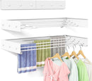 Wall Mounted Drying Rack for Laundry 40'', Folding Drying Rack Clothing Wall Mount with 5 Rods and 6 Hooks, Space Saving for Indoor Outdoor Bathroom Balcony (White, 40'') by CozyNest Decor