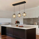 Farmhouse Modern Glam Chandelier Dining Room Clear Glass Star Pendants Light Fixture Kitchen Island LED Ceiling Hanging Lights Included Warm Light Bulbs Black by CozyNest Decor