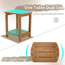 Adirondack Square Outdoor Side Table,2-Tier Storage Patio Side Table, HDPE End Tables for Backyard Pool Porch Garden Lawn BrownRed by GreenHaven Gardens