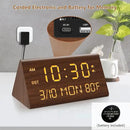 Kogonee Wooden Digital Alarm Clock, 0-100% Dimmer, 2 Alarm Settings, Weekday/Everyday Mode, 9 Mins Snooze, 12/24H, Temperature and Date Display for Office, Travel, Bedroom Alarm Clock (Brown) by CozyNest Decor