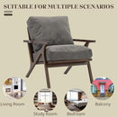 Wahson Set of 2 Mid Century Chair, Retro Upholstered Accent Armchairs, with Wood Frame and Removable Canvas Cushions, Large Leisure Slipper Chair for Living Room/Bedroom, Grey by CozyNest Decor