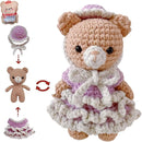 LoopMap Crochet Kit for Beginners - DIY Amigurumi Bear with Removable Dress & Accessories - Step-by-Step Video Tutorials, Extra Yarn, Crochet Tools, Handmade Gift for Kids & Adults (Bear K02, Purple) by TinyTreasures Baby Boutique