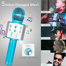 KIDWILL Wireless Bluetooth Karaoke Microphone for Kids, 5-in-1 Portable Handheld Karaoke Mic Speaker Player Recorder with Adjustable Remix FM Radio for Kids Girls Boys Teens Birthday (858-Blue) by TinyTreasures Baby Boutique