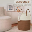 Large Woven Laundry Basket Hamper,80L Cotton Rope Storage Bin for Blankets,Toys and Clothes,Decorative Tall Nursery Hamper for Living Room,Baby Nursery,Bathroom and Bedroom,White and Brown by CozyNest Decor