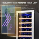 Tylza 15 Inch Wine Cooler Under Counter, 33 Bottle Built-in Wine Fridge with Stainless Steel Tempered Glass Door, Temp Memory Function, Freestanding Fast Cooling Wine refrigerator, Quiet Operation by CozyNest Decor