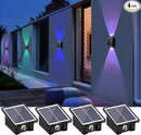 2LEDs Multi-Color Solar Wall Lights, Up and Down Lighting Solar Outdoor Light Waterproof IP65, Solar Fence Light for Yard Garden Garage (4 Pack) by GreenHaven Gardens