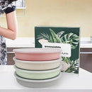 greenandlife 9 Inch 4PCS Divided Plates with Lids, Portion Control Plates for Kids Adults, Dishwasher Microwave Safe Compartment Plate, Unbreakable Lightweight Reusable Wheat Straw Plate Set, INS by CozyNest Decor
