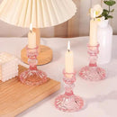 12PCS Pink Candlestick Holders Set- 4" H Taper Candle Holders, Glass Candle Holders Bulk for Wedding, Party, Home Table Centerpieces, Festival Gifts & Windowsill Decor by CozyNest Decor