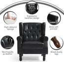 High Back Accent Chairs Set of 2,Upholstered Faux Leather Wingback Armchairs with Solid Wood Legs for Small Spaces,Comfy Single Sofa Chairs for Living Room,Bedroom-Carbon Black by CozyNest Decor
