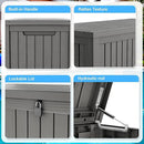 180 Gallon Deck Box,Resin Outdoor Storage Box with Lockable for Patio Furniture, Pool Accessories, Garden Tools Waterproof Outside Storage Box, Grey by GreenHaven Gardens