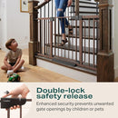 Cumbor 29.7-57" Extra Wide Baby Gate for Stairs, Mom's Choice Awards Winner-Dog Gate for Doorways, Pressure Mounted Walk Through Safety Child Gate for Kids Toddler, Tall Pet Puppy Fence Gate, Brown by TinyTreasures Baby Boutique