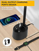 Desk Lamp with Dual Head & 10W Smart Dual USB Charging Port 5 Color Modes Dimmable Reading Light 2600 Lumens 12W Table Lamp for Bedside Office, Adapter Include by CozyNest Decor