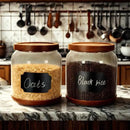 SAIOOL 2-Pack Striped Borosilicate Glass Airtight Canisters - Big mouth Large Capacity, Acacia Wood Lid, Food Storage Jars for Flour, Pasta, Pantry Organization (1/2 Gallon （Striped 2 pack）) by CozyNest Decor
