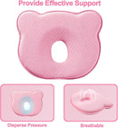 Memory Foam Baby Pillow, Portable Cartoon Bear Soft and Cozy Pillow, Breathable Bedding Set for Infants for Small Boys and Girls(Pink) by TinyTreasures Baby Boutique