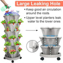 Vertical Planter, 6 Tier Stackable Strawberry Planter with Garden Tool Set, Movable Indoor/Outdoor Garden Herb Pot for Growing Vegetables and Succulents, Gray by CozyNest Decor