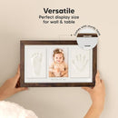 Baby Hand and Footprint Kit - Clay Handprint Keepsake Frame, Newborn Nursery Picture Frame, Personalized New Mom Gifts for Baby Shower & Registry (Dark Walnut) by TinyTreasures Baby Boutique