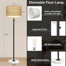 Floor Lamp for Bedroom,Dimmable Rattan Floor Lamp,Modern Standing Lamp with Marble Base,Tall Standing Lamp for Bedroom, Reading,Office & Kids' Room,LED Bulb Included(Rattan) by CozyNest Decor